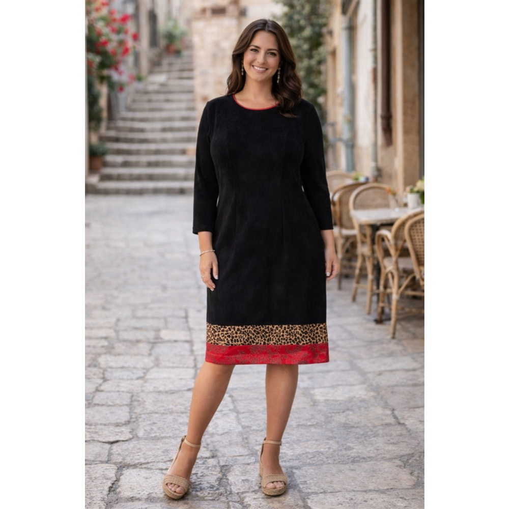 Women's Positive Attitude Dress Size 14 Black with Leopard Print Clearance